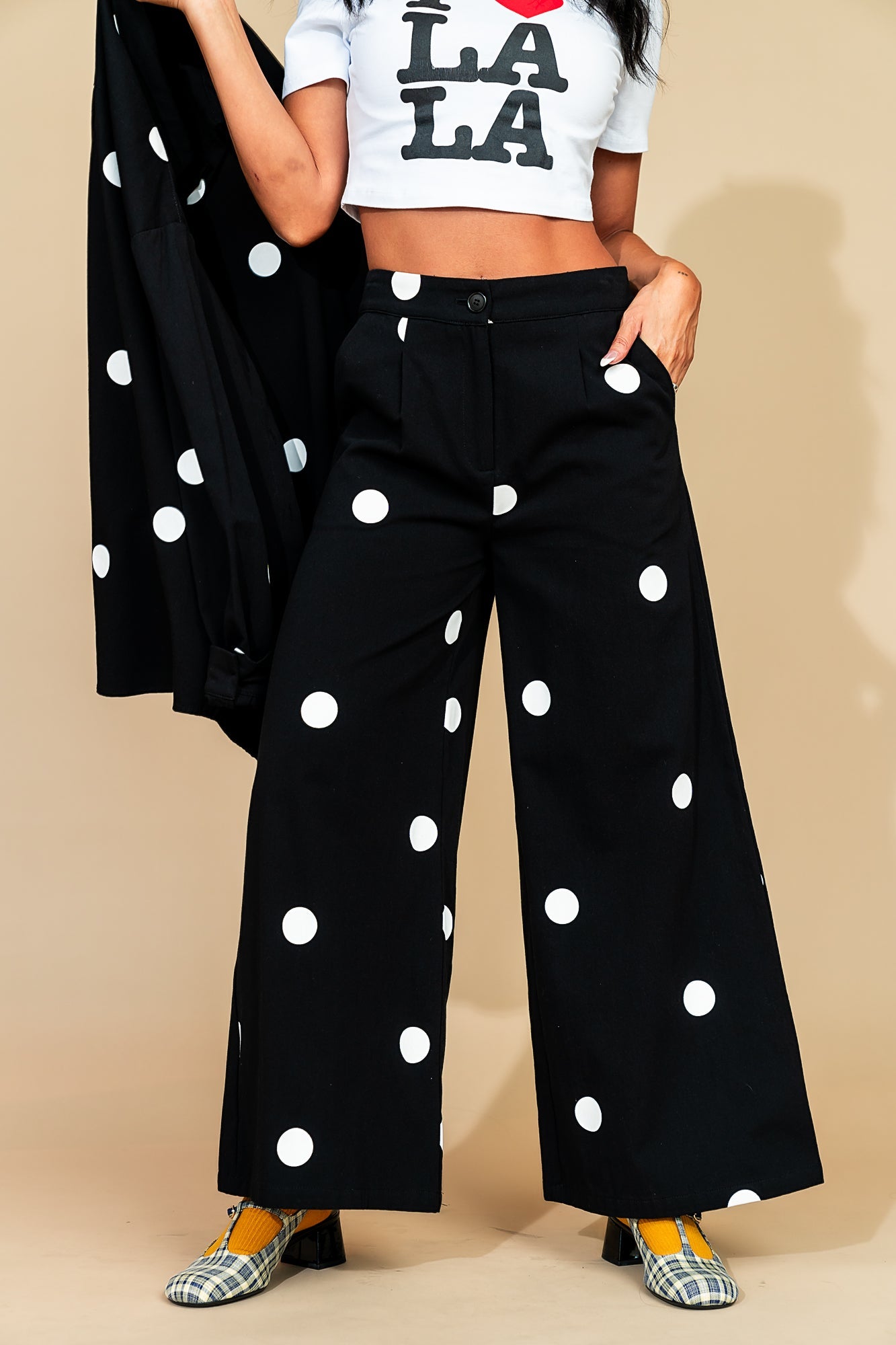 Cause a Scene Wide Leg Pants in Polka Dot - Dressed in Lala