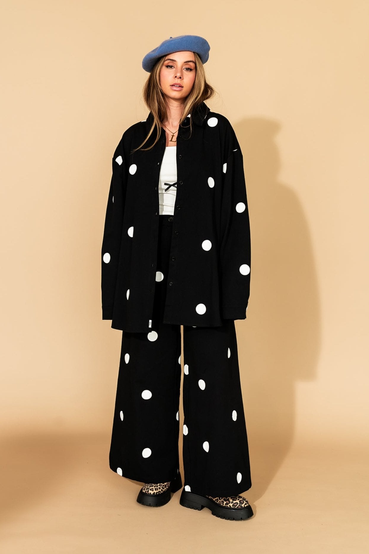 Cause a Scene Wide Leg Pants in Polka Dot - Dressed in Lala