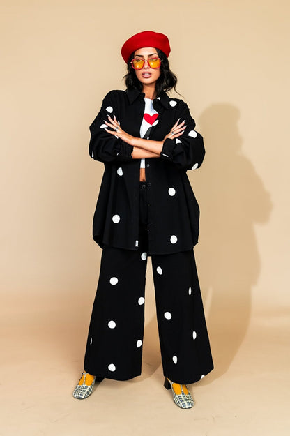 Cause a Scene Wide Leg Pants in Polka Dot - Dressed in Lala