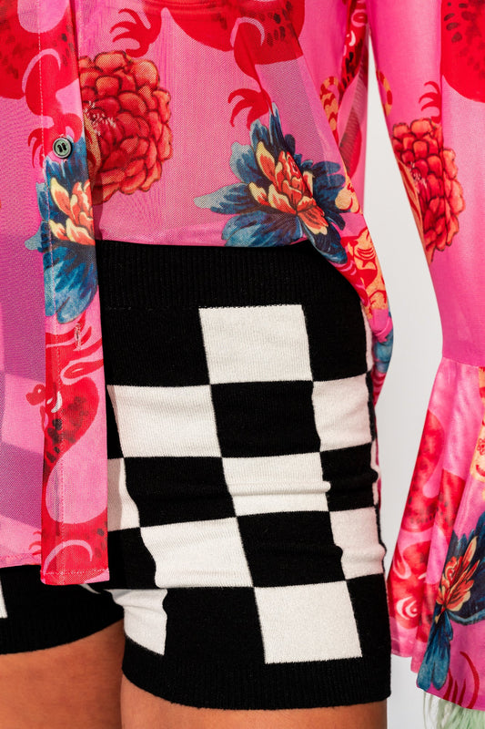 Cha Cha Checkerboard Knit Hot Pants - Dressed in Lala