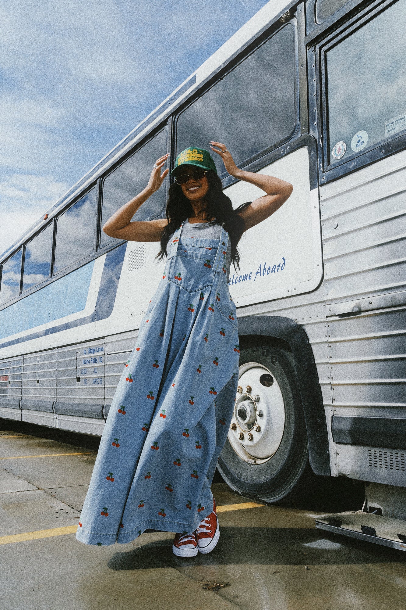 Cherry On Top Denim Jumper Dress - Dressed in Lala