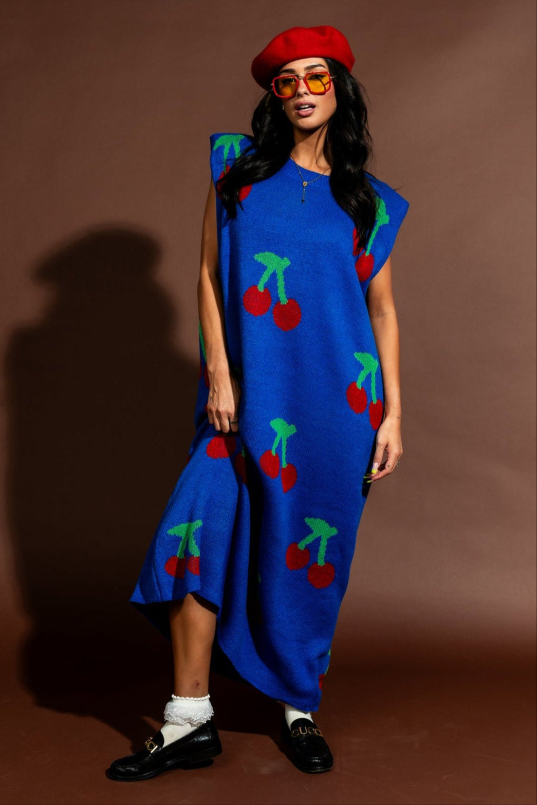 Cherry Pie Oversized Knit Maxi Dress - Dressed in Lala