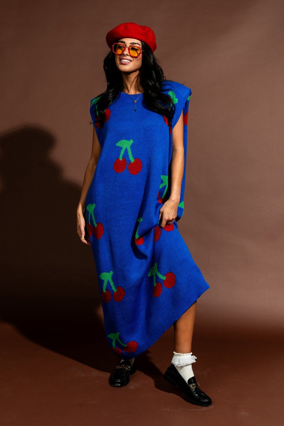 Cherry Pie Oversized Knit Maxi Dress - Dressed in Lala