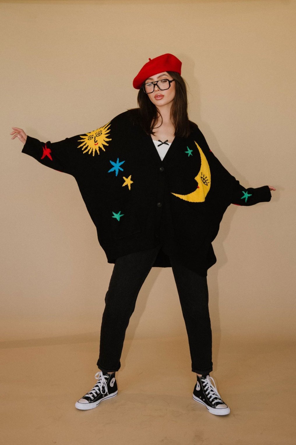 dressed in lala oversized cardigan Emerald + Sky Oversized Checkerboard Cardigan