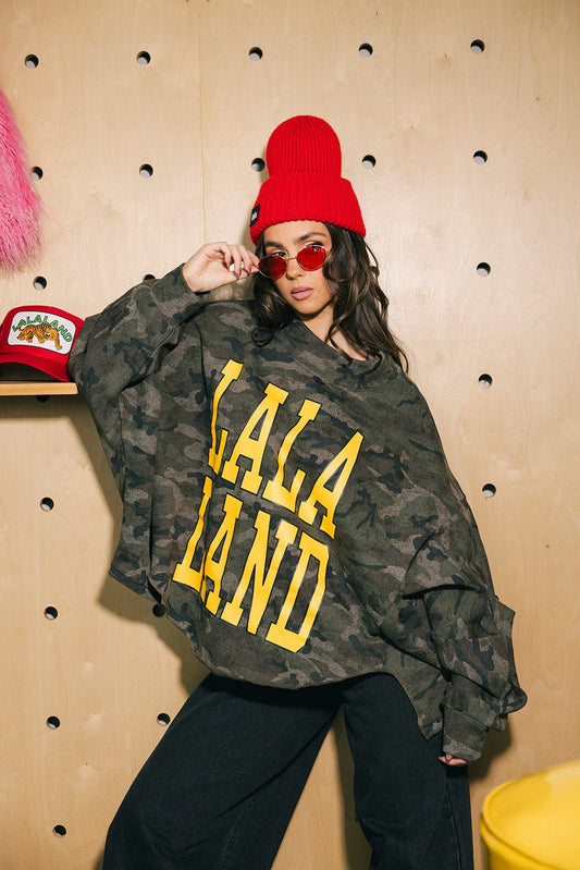 College Dropout Oversized Sweatshirt in Camo - Dressed in Lala
