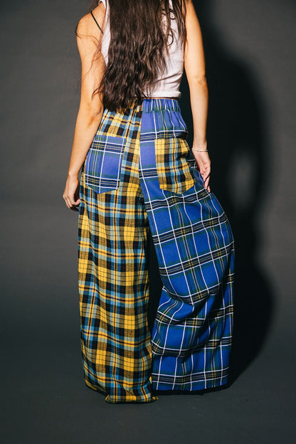 Confuse Them Half + Half Trousers in Yellow + Blue - Dressed in Lala