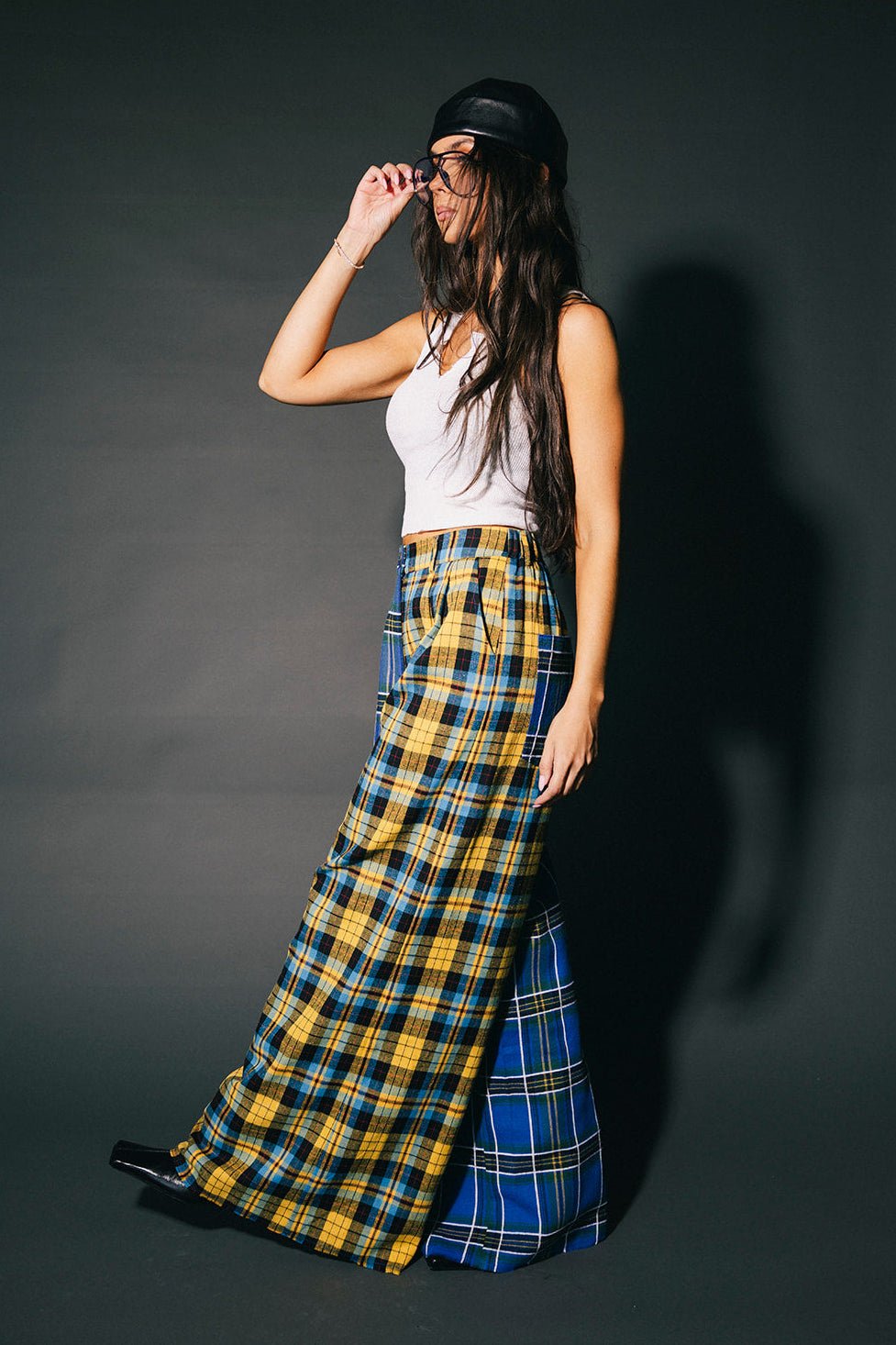 Confuse Them Half + Half Trousers in Yellow + Blue - Dressed in Lala