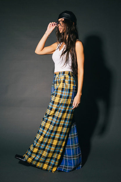 Confuse Them Half + Half Trousers in Yellow + Blue - Dressed in Lala