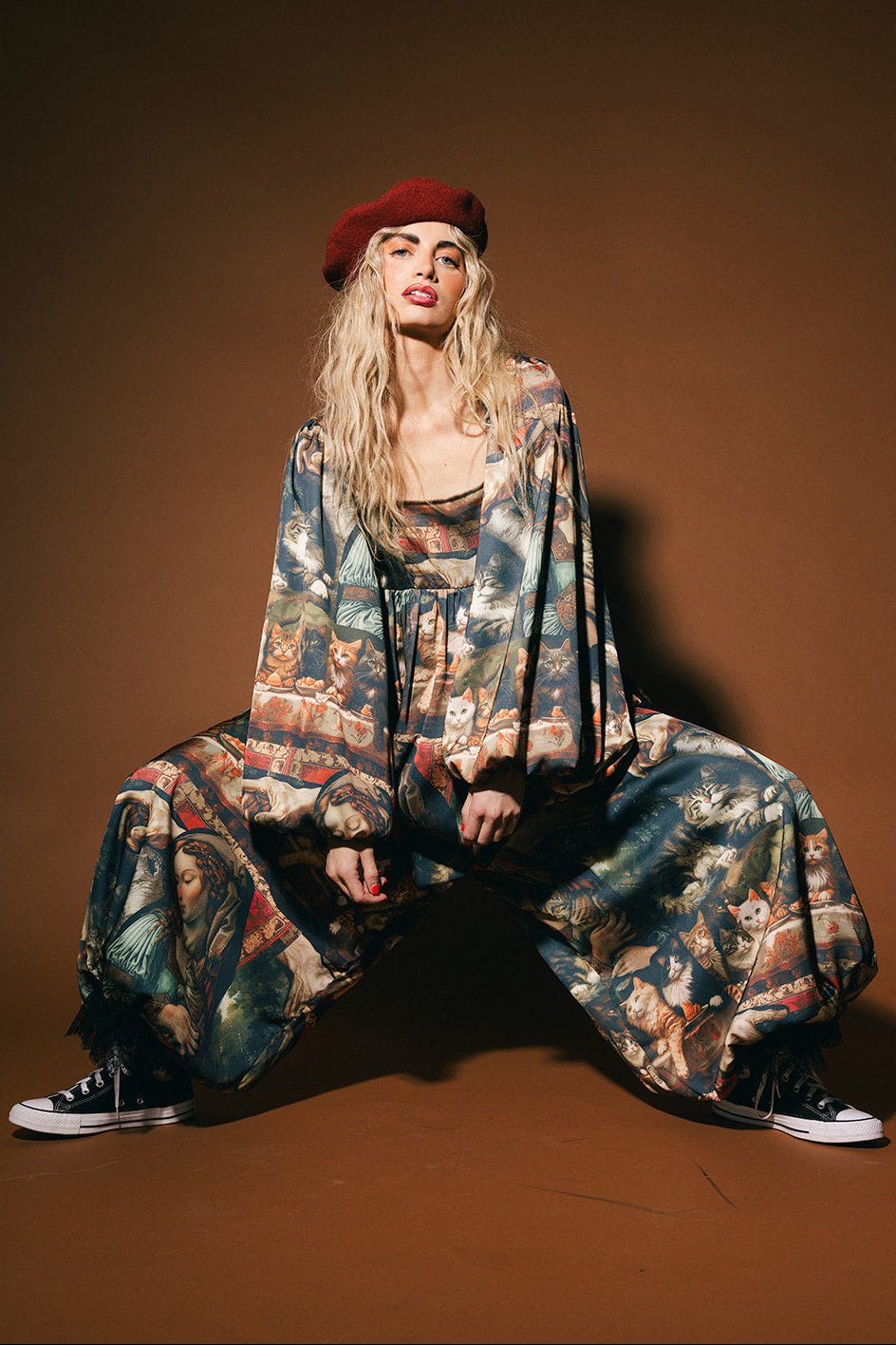 Cult of Cats Satin Bloomer Jumpsuit - Dressed in Lala