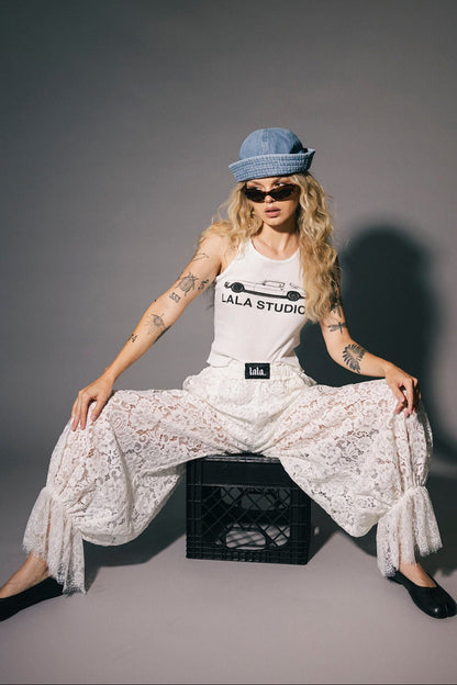Dancing in the Moonlight Lace Bloomer Pants in White - Dressed in Lala
