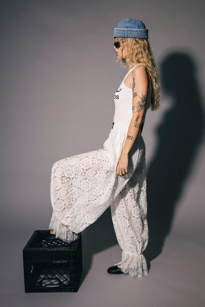 Dancing in the Moonlight Lace Bloomer Pants in White - Dressed in Lala