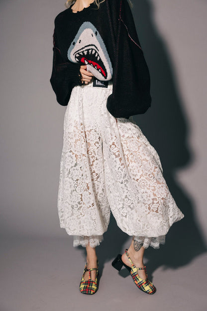 Dancing in the Moonlight Lace Bloomer Pants in White - Dressed in Lala