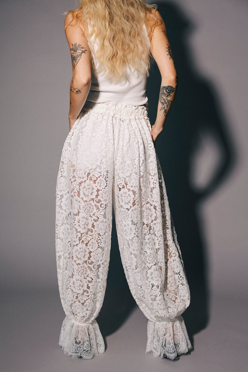 Dancing in the Moonlight Lace Bloomer Pants in White - Dressed in Lala