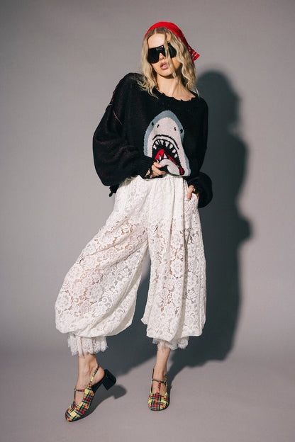 Dancing in the Moonlight Lace Bloomer Pants in White - Dressed in Lala