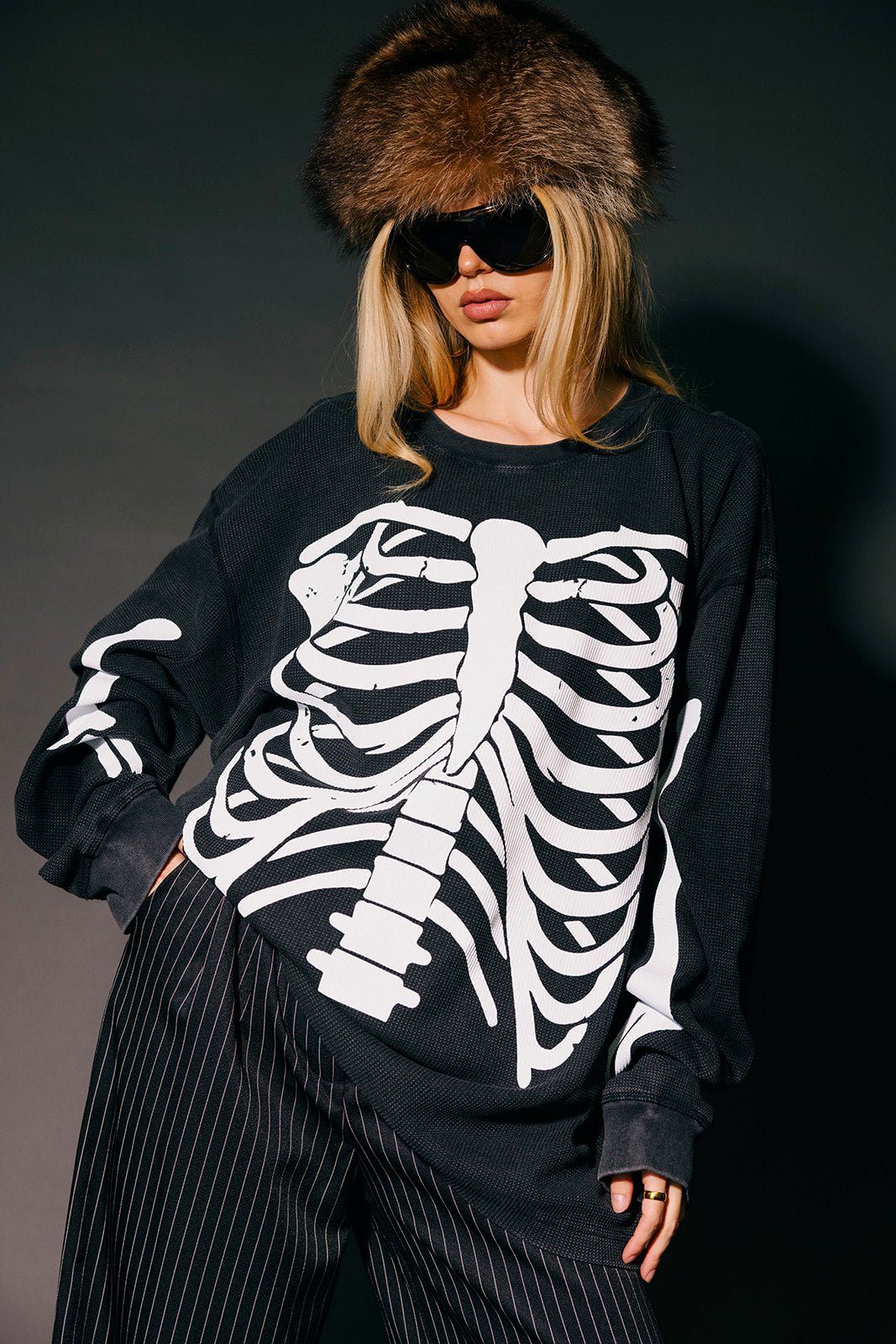 Dead Serious Oversized Thermal in Vintage Black - Dressed in Lala