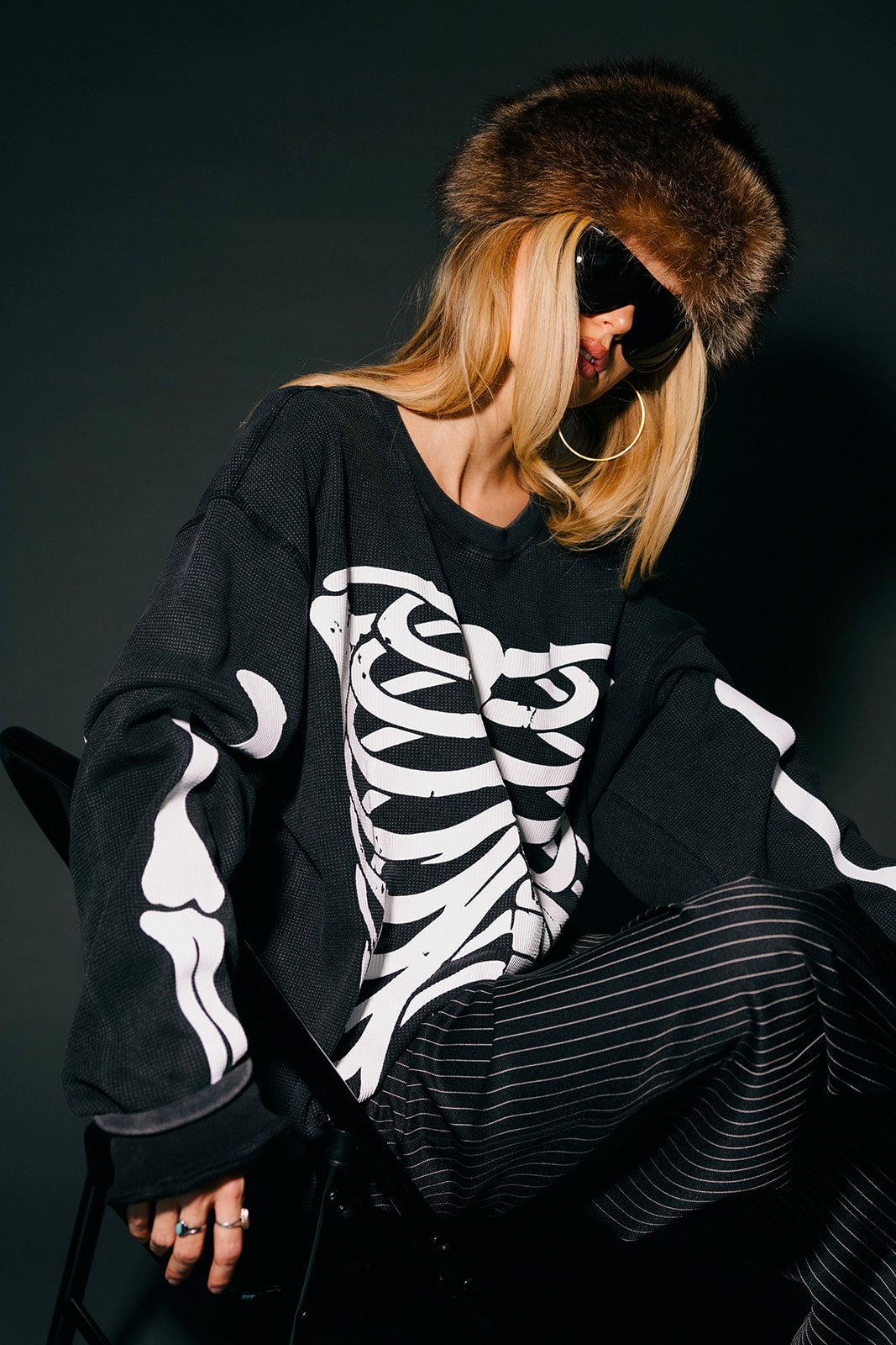 Dead Serious Oversized Thermal in Vintage Black - Dressed in Lala