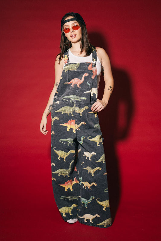 Dino Delirium Wide Leg Workwear Overalls - Dressed in Lala