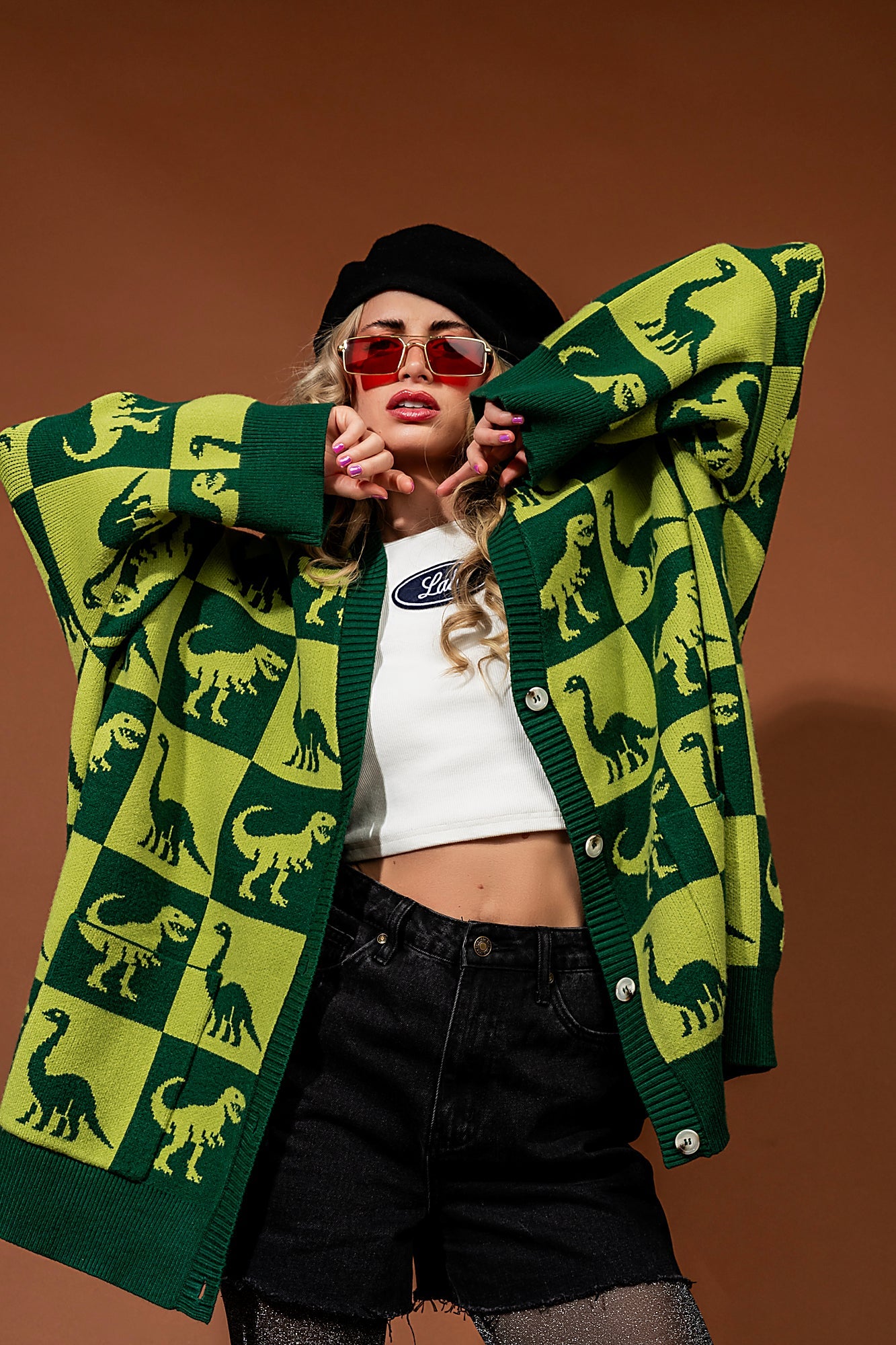 Dino Drama Oversized Cardigan - Dressed in Lala
