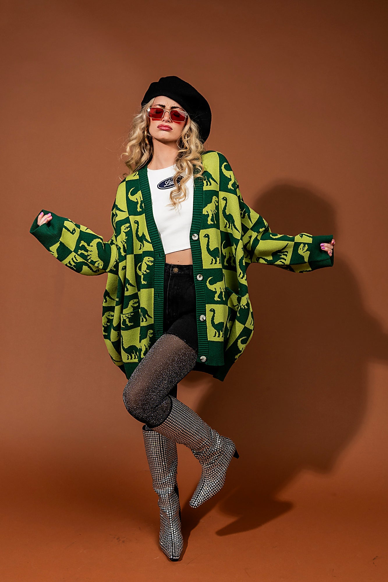 Dino Drama Oversized Cardigan - Dressed in Lala