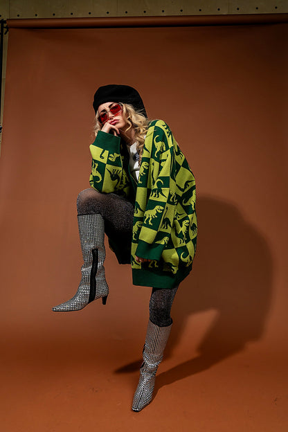 Dino Drama Oversized Cardigan - Dressed in Lala