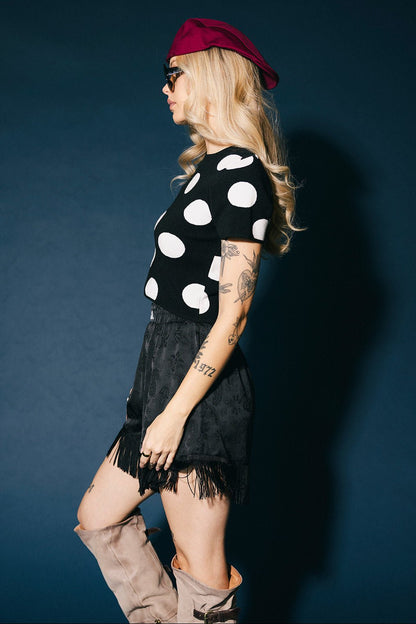 Do it For The Plot Polka Dot Knit Baby Tee - Dressed in Lala