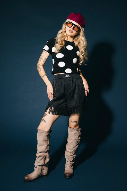 Do it For The Plot Polka Dot Knit Baby Tee - Dressed in Lala