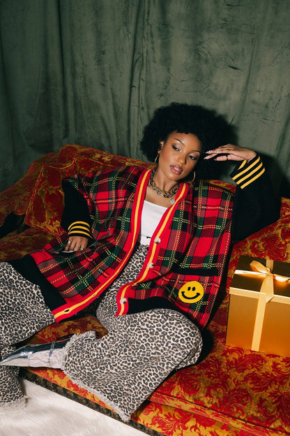 Do It Madly Patched Oversized Plaid Cardigan - Dressed in Lala