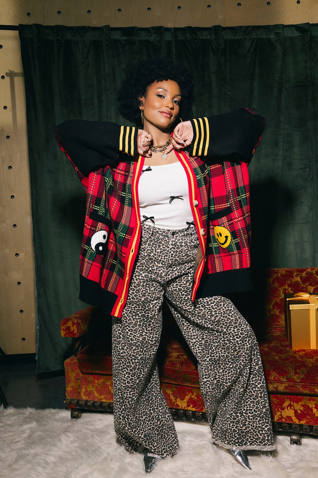 Do It Madly Patched Oversized Plaid Cardigan - Dressed in Lala