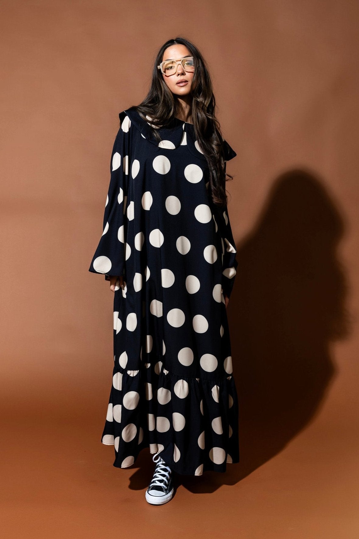 Doing What I Damn Well Please Collared Polka Dot Maxi Dress - Dressed in Lala