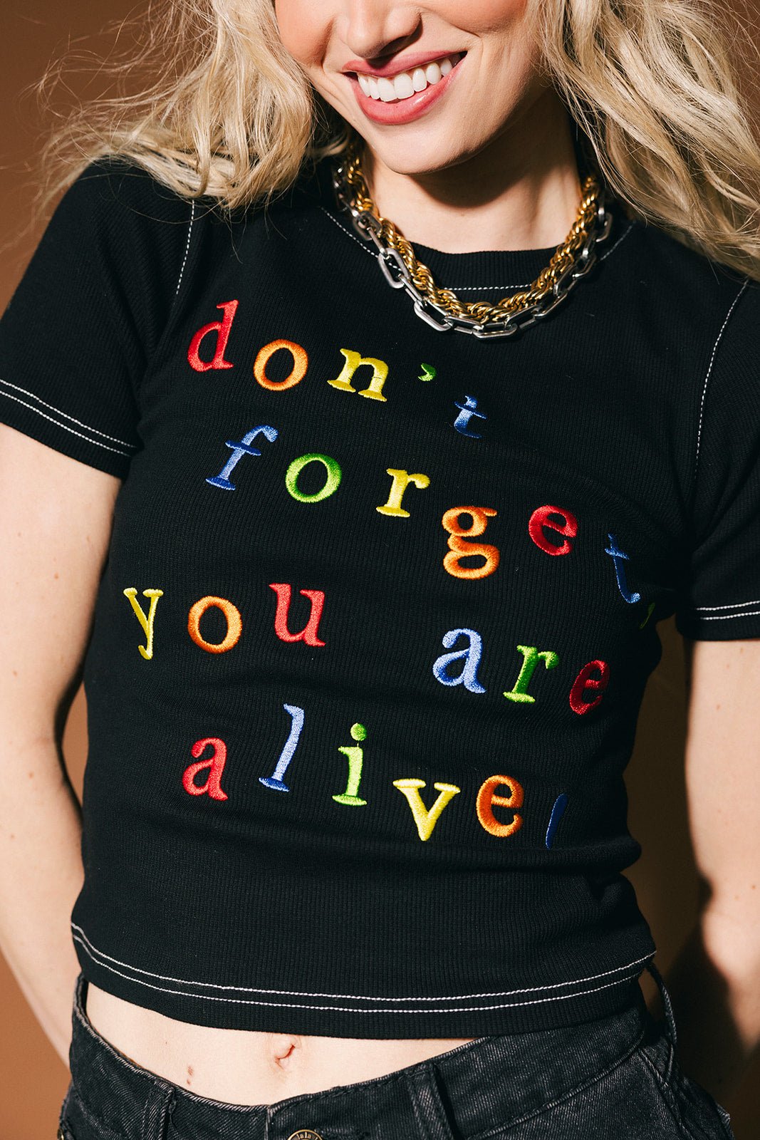 Don't Forget You're Alive Ribbed Baby Tee - Dressed in Lala