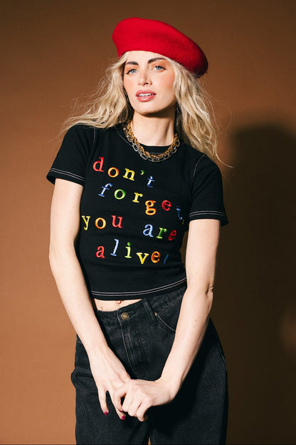 Don't Forget You're Alive Ribbed Baby Tee - Dressed in Lala