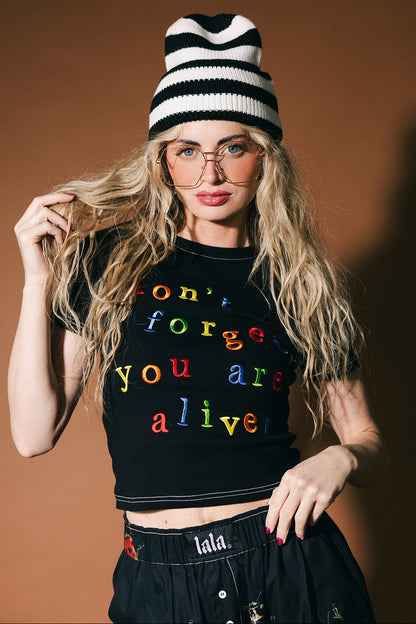 Don't Forget You're Alive Ribbed Baby Tee - Dressed in Lala