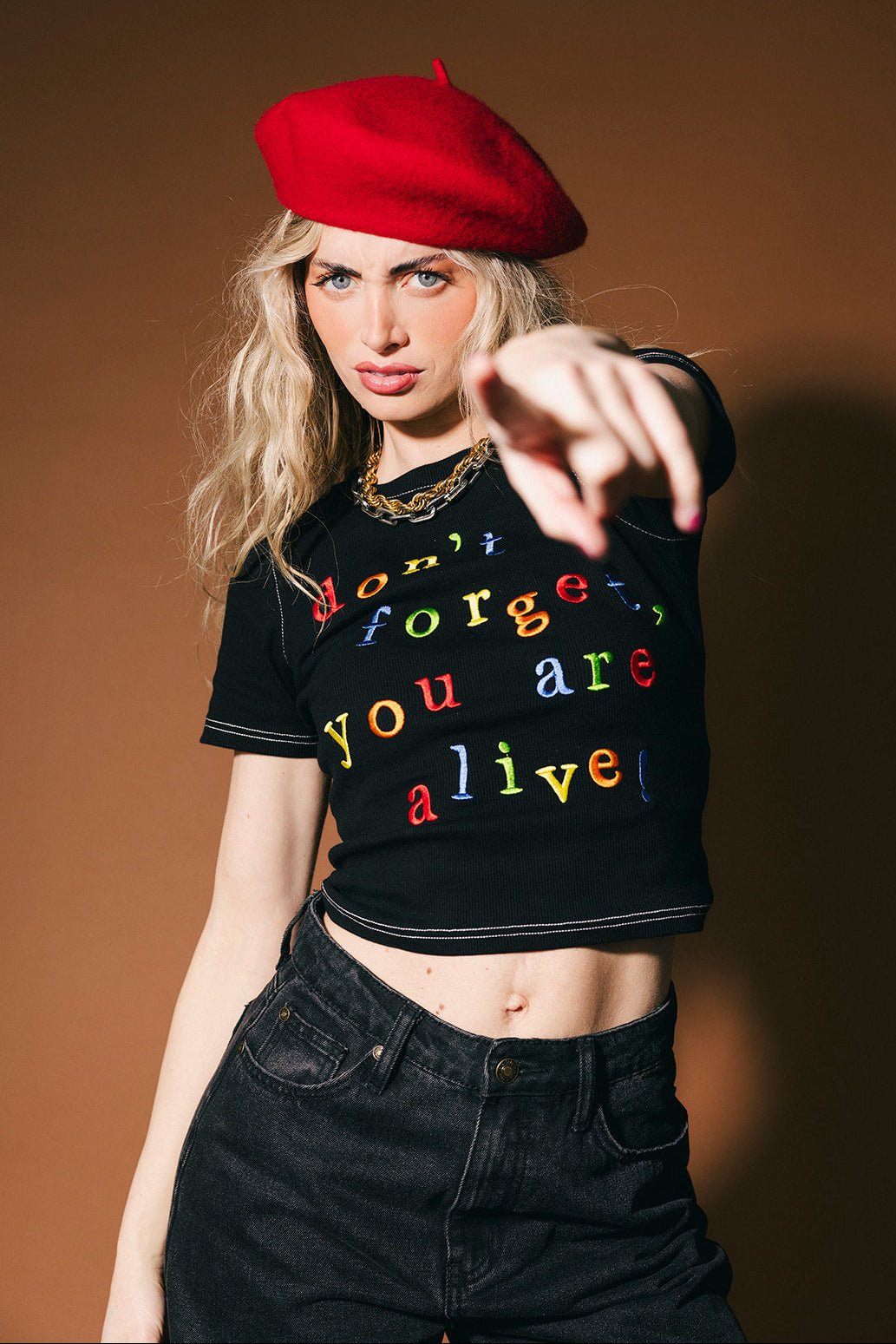 Don't Forget You're Alive Ribbed Baby Tee - Dressed in Lala