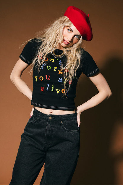 Don't Forget You're Alive Ribbed Baby Tee - Dressed in Lala