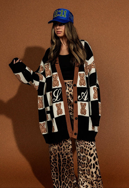 Don't Kill My Vibe Oversized Teddy Cardigan - Dressed in Lala