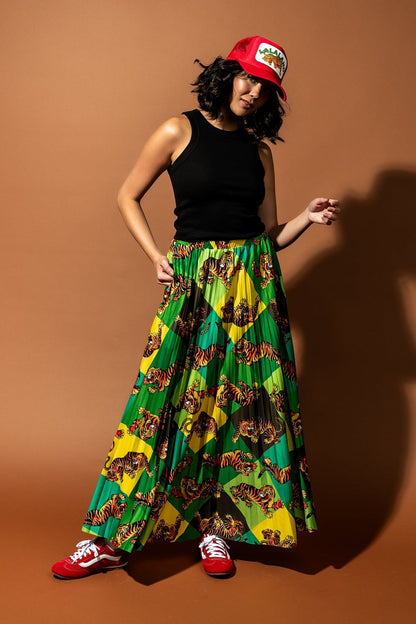 Don't Let Them Tame You Harlequin Pleated Midi Skirt - Dressed in Lala