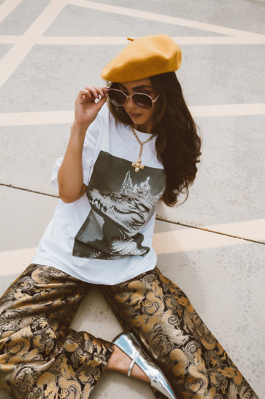 Don't Let Your Crown Slip Oversized Crocodile Tee - Dressed in Lala