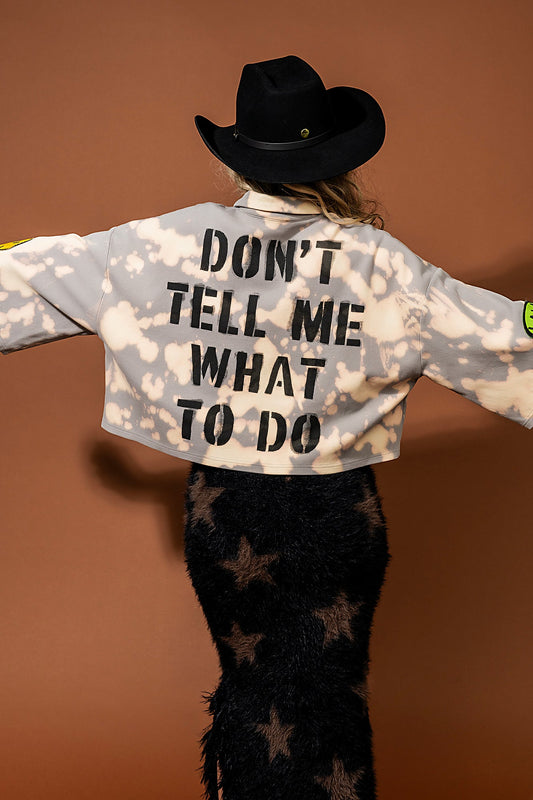 Don't Tell Me What To Do Bleached Cropped Polo - Dressed in Lala