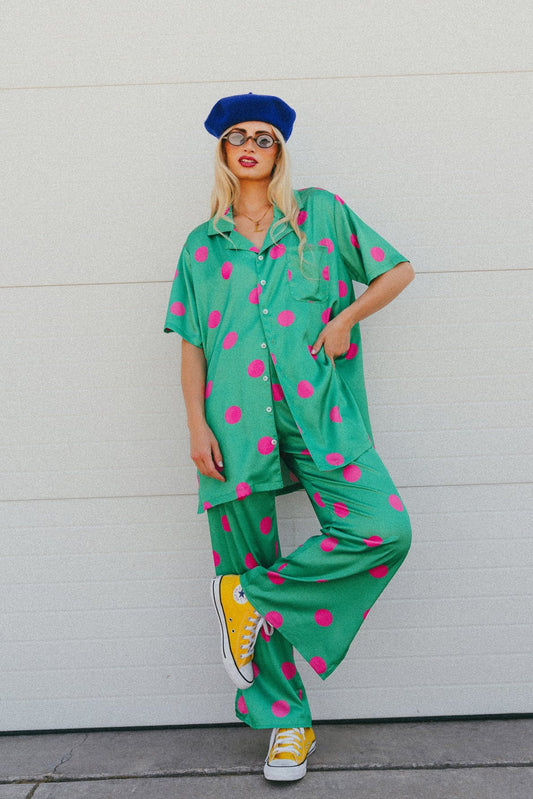 Dream So Big Satin Set in Watermelon Polka Dots - Dressed in Lala