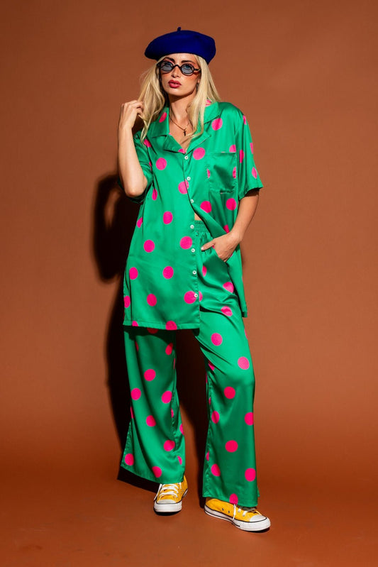 Dream So Big Satin Set in Watermelon Polka Dots - Dressed in Lala