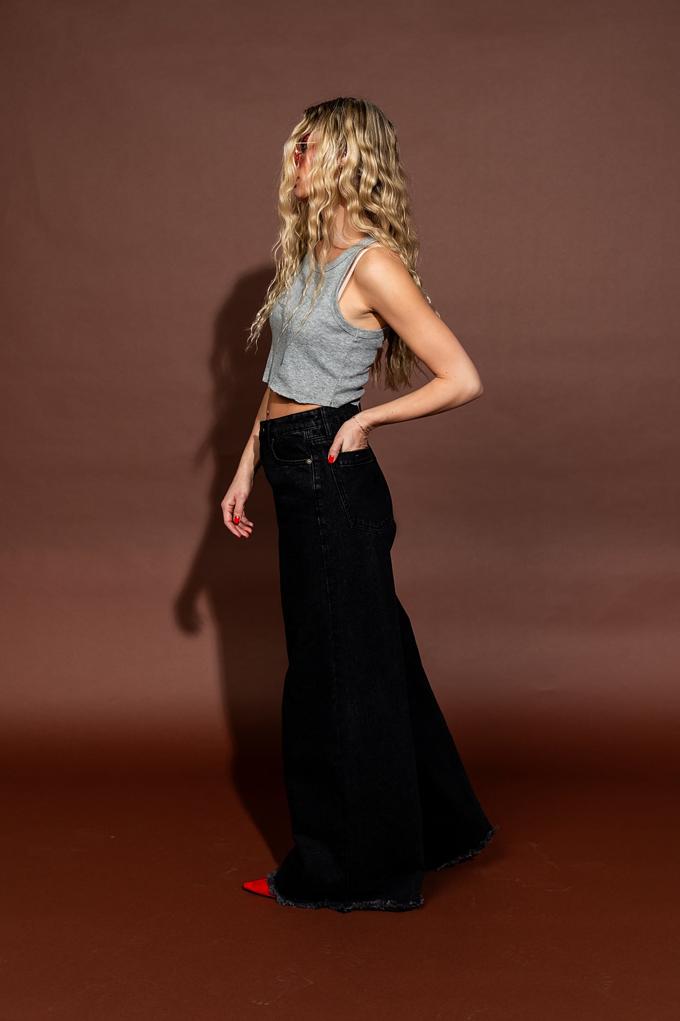 Effortlessly Cool Wide Leg Denim in Throwback Black - Dressed in Lala