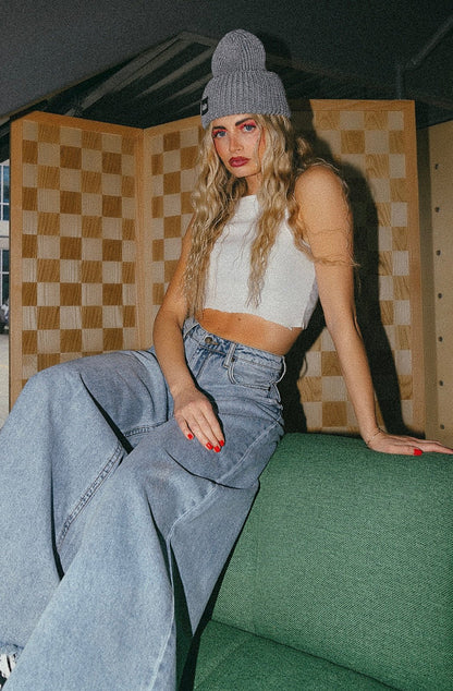 Effortlessly Cool Wide Leg Denim in Vintage Blue - Dressed in Lala