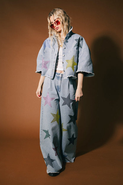 Electric Lover Oversized Denim Shirt Jacket - Dressed in Lala