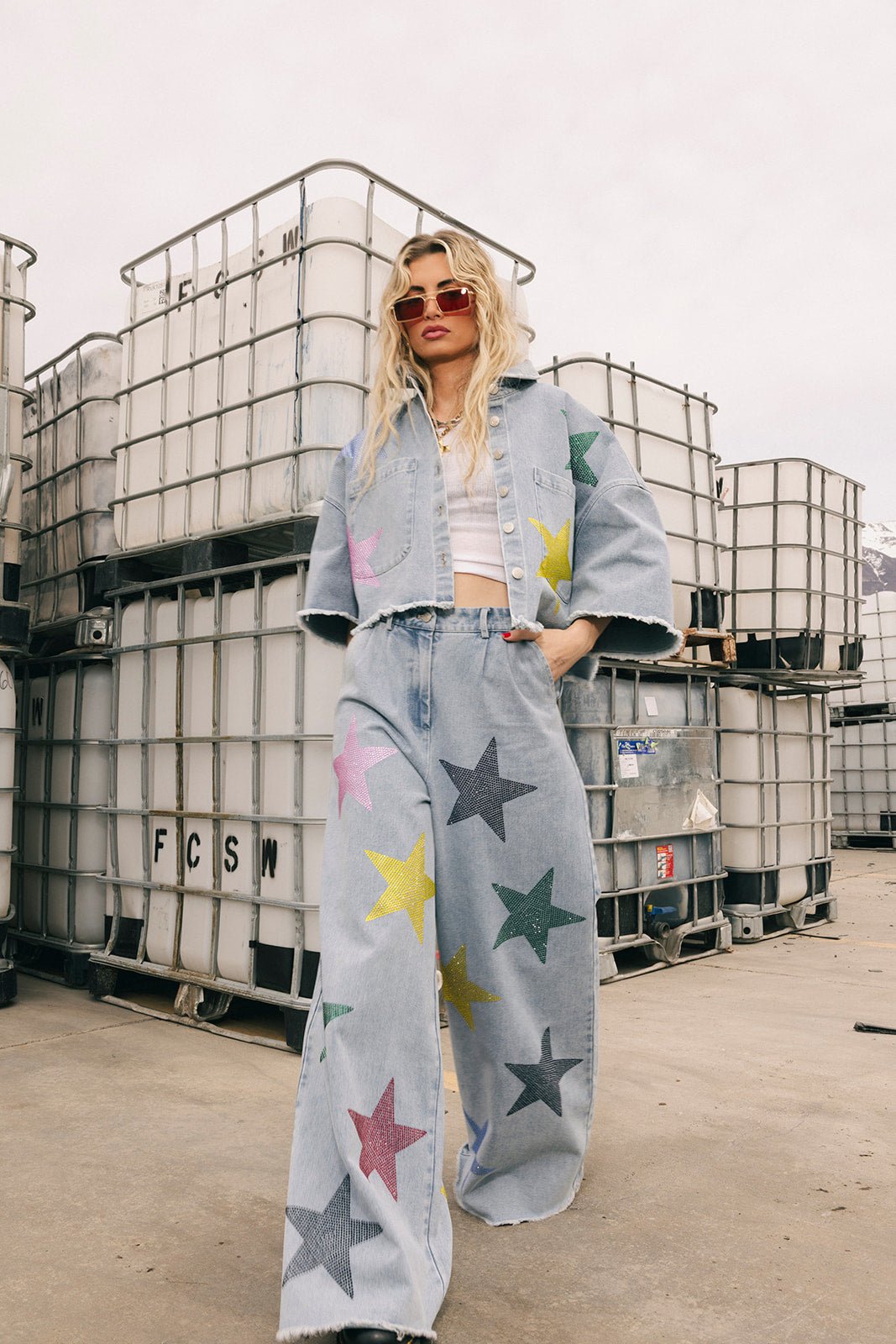 Electric Lover Oversized Denim Shirt Jacket - Dressed in Lala