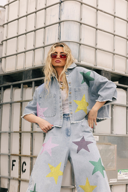 Electric Lover Oversized Denim Shirt Jacket - Dressed in Lala