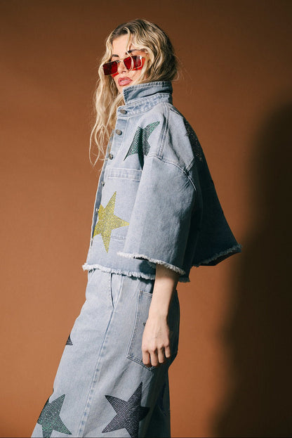 Electric Lover Oversized Denim Shirt Jacket - Dressed in Lala