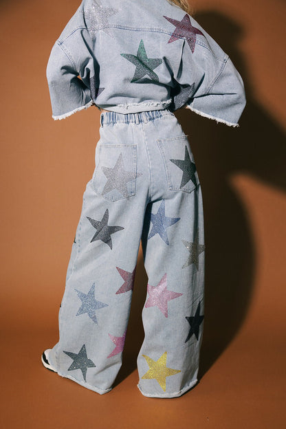 Electric Lover Wide Leg Denim Trousers - Dressed in Lala