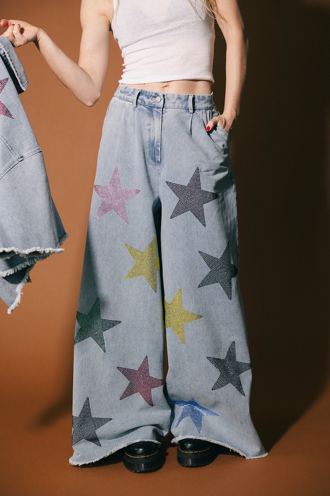 Electric Lover Wide Leg Denim Trousers - Dressed in Lala