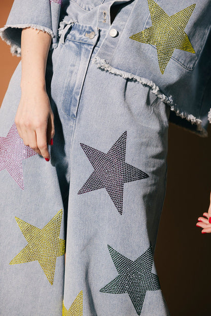 Electric Lover Wide Leg Denim Trousers - Dressed in Lala