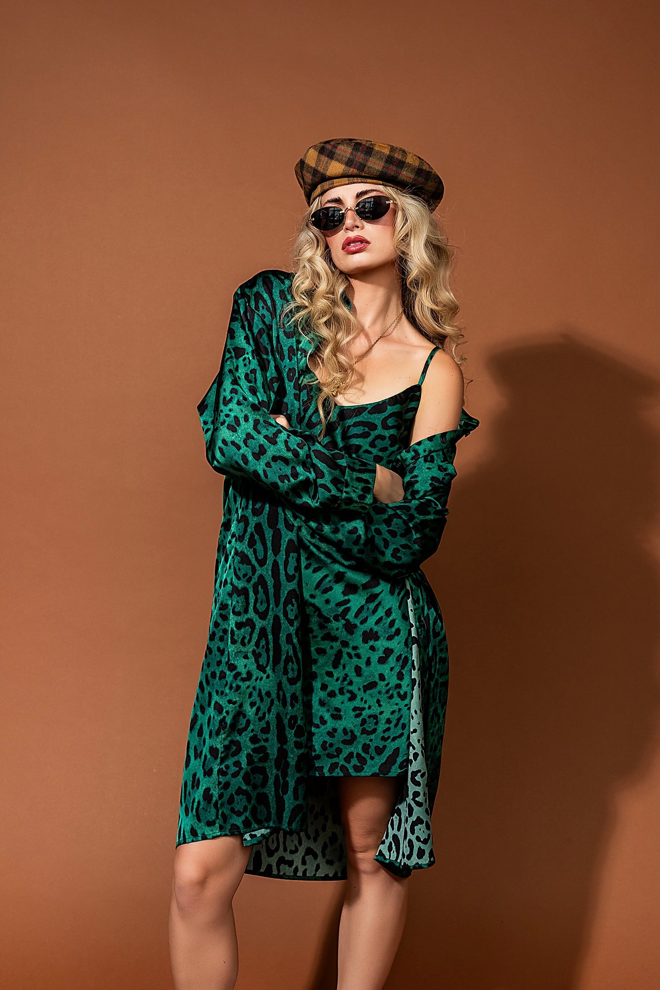 Emerald City Satin Dress + Duster Set